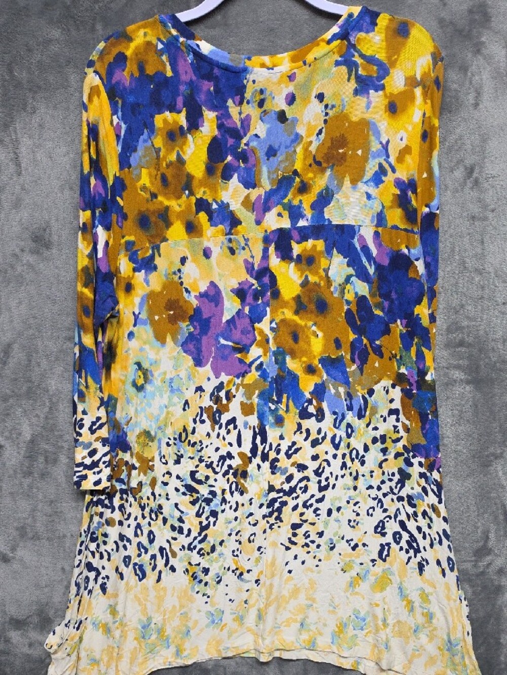 LOGO by Lori Goldstein Yellow, Blue & Purple Abstract Floral Tunic Sz XL - Picture 4 of 6